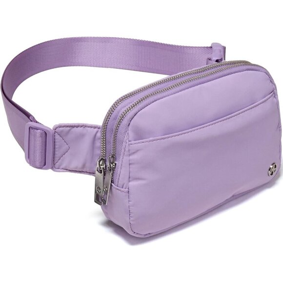 Handbags - Large Lilac Purple Water-Resistant Nylon Travel Belt Bag with 5 Zipper Pockets